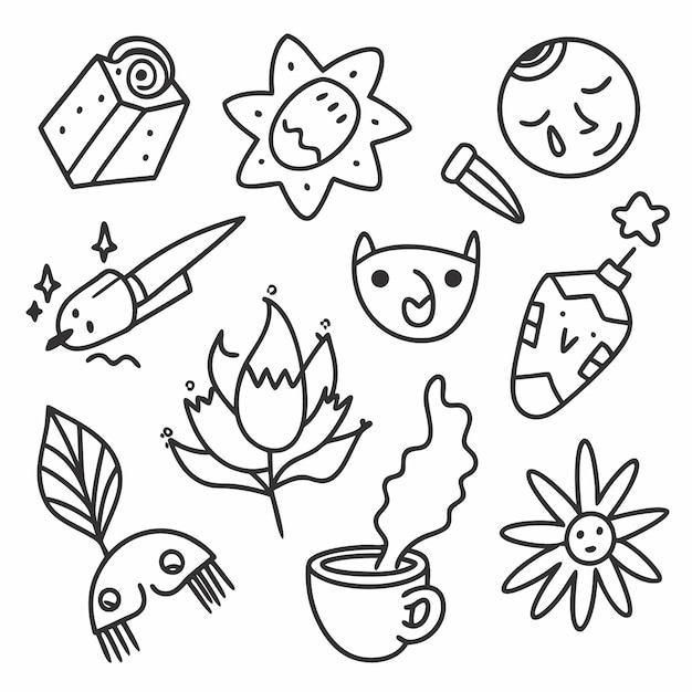 Conjunto de 10 ilustraciones dibujadas a mano
