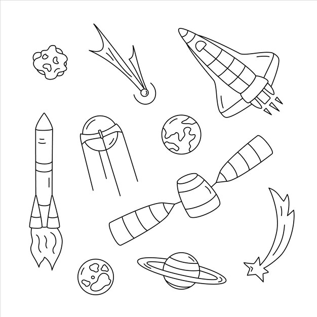 Conjunto de 10 ilustraciones de espacio de línea vectorial