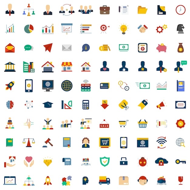 Vector conjunto de 100 iconos de negocios