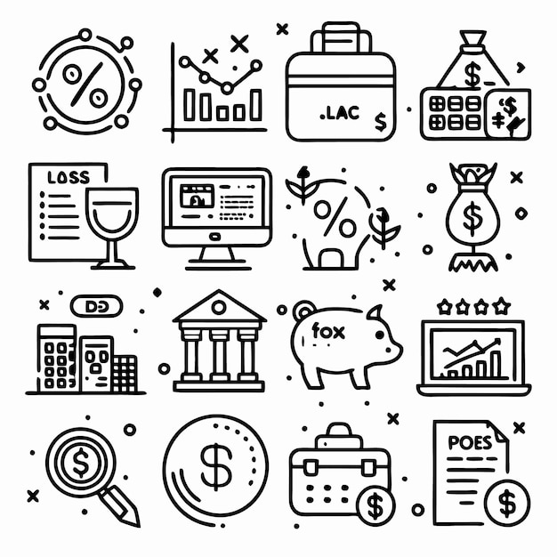 Conjunto de 16 íconos financieros