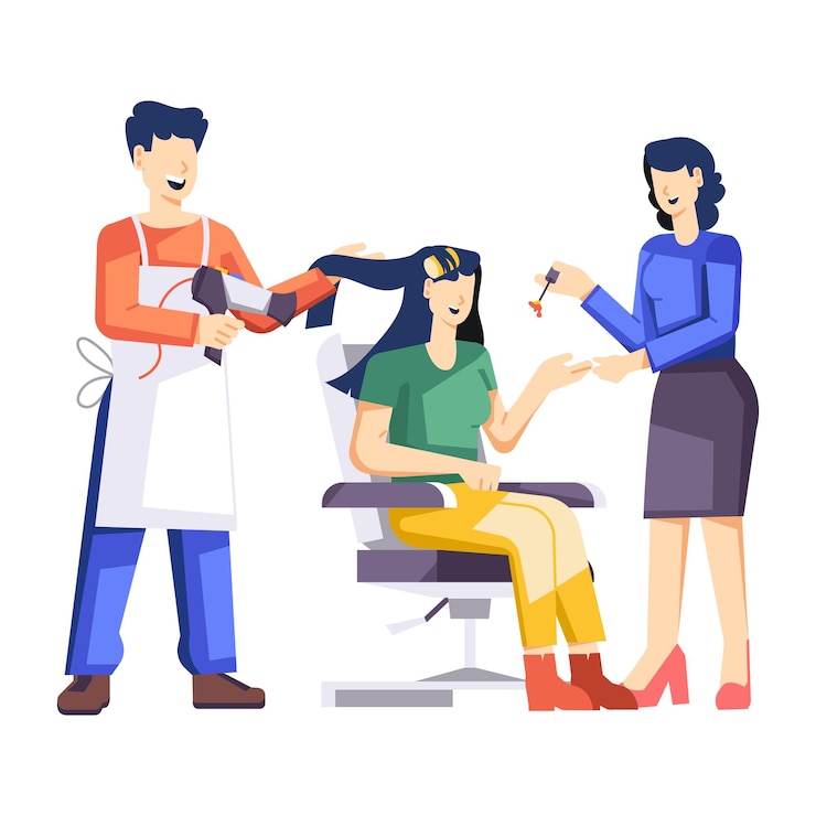 Vector conjunto de 16 ilustraciones planas de salones de belleza