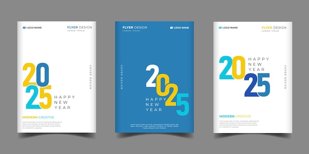 conjunto de 2025 Feliz año nuevo colorido fondo de portada de negocios adecuado para presentación calendario