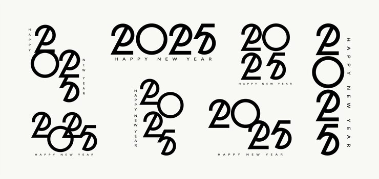 conjunto de 2025 feliz año nuevo diseño
