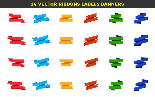 Conjunto de 24 etiquetas de cintas vectoriales banners colección moderna de cintas y etiquetas simples