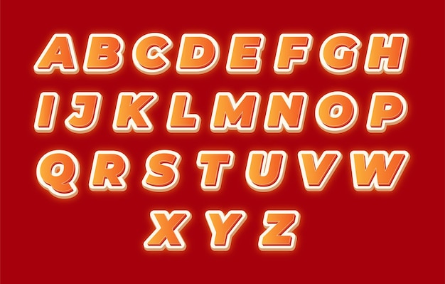 Conjunto de 26 alfabeto vector de estilo de texto naranja
