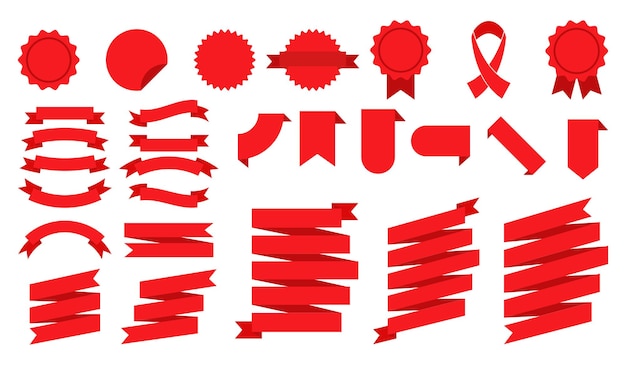 Conjunto de 28 cintas vectoriales planas modernas sencillas colecciones de cintas vintage ilustración vectorial