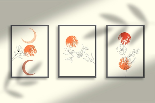 conjunto de 3 colección de impresión de arte de pared natural boho moderno