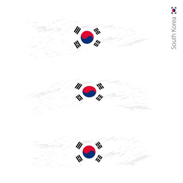 conjunto, de, 3, grunge, textura, bandera, de, corea del sur