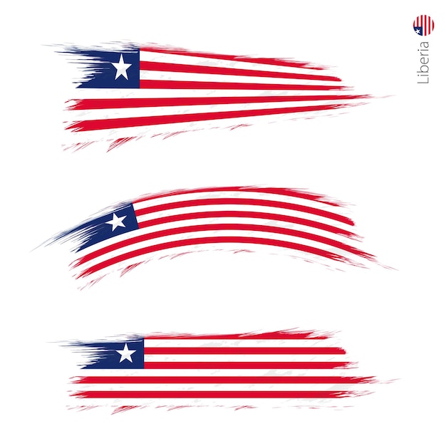 conjunto, de, 3, grunge, textura, bandera, de, liberia