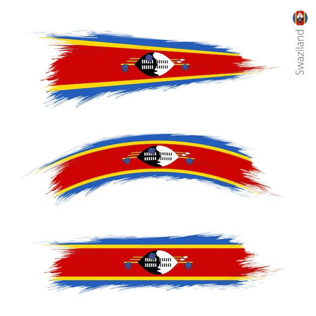 conjunto, de, 3, grunge, textura, bandera, de, suazilandia