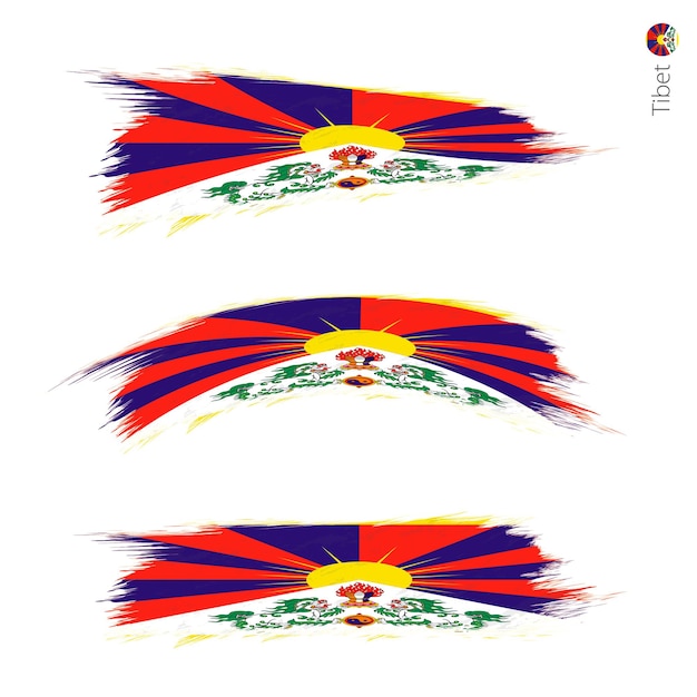 conjunto, de, 3, grunge, textura, bandera, de, tibet