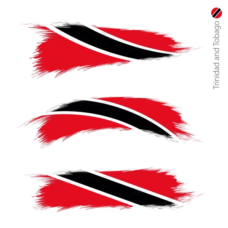 Vector conjunto, de, 3, grunge, textura, bandera, de, trinidad y tobago