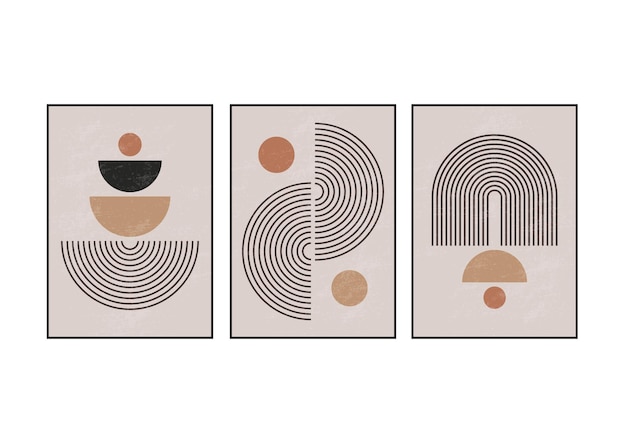 conjunto de 3 marcos decorativos estilo boho impresión de póster arte minimalista