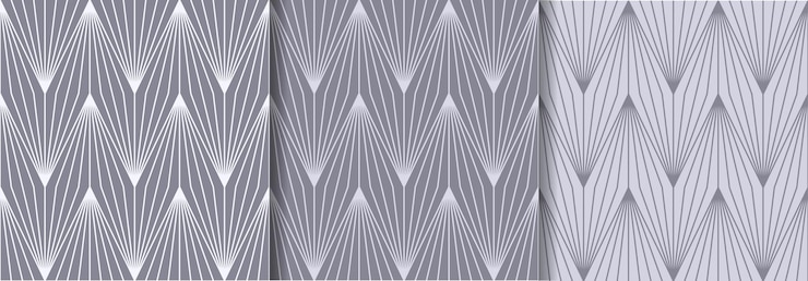 Vector conjunto de 3 patrones geométricos sin costuras en color gris diseño vectorial lineal