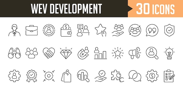 Conjunto de 30 íconos de desarrollo web