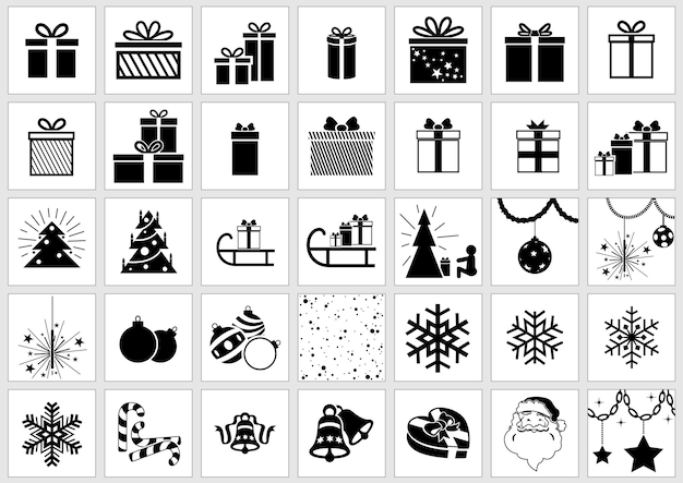 Conjunto de 35 iconos de Navidad