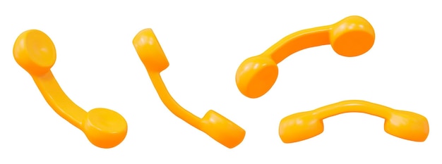 Conjunto 3d de icono de teléfono colores amarillos con diferentes ángulos estilo minimalista de dibujos animados