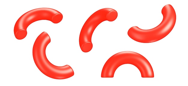 Conjunto de 3d de la mitad roja del símbolo de toro o icono con diferentes ángulos Figura de geometría de la forma Stock ve