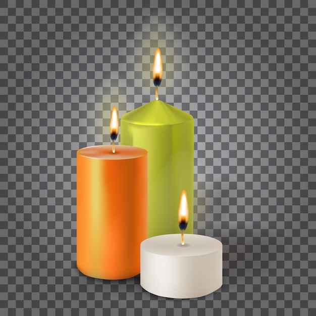 Conjunto 3d velas de parafina realistas aisladas