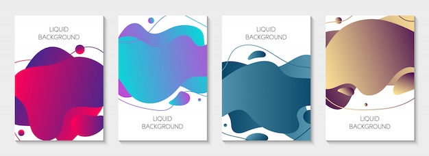 Conjunto de 4 banners líquidos gráficos modernos abstractos