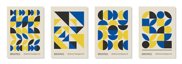 Conjunto de 4 carteles de diseño geométrico vintage minimalista de los años 20 diseño de plantillas de arte de pared