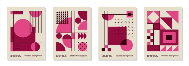Conjunto de 4 carteles de diseño geométrico vintage minimalista de los años 20 diseño de plantillas de arte de pared