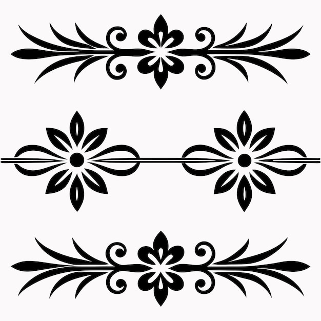 conjunto de 4 diferentes decorar encabezados divisores de texto elementos para la decoración de la página color negro