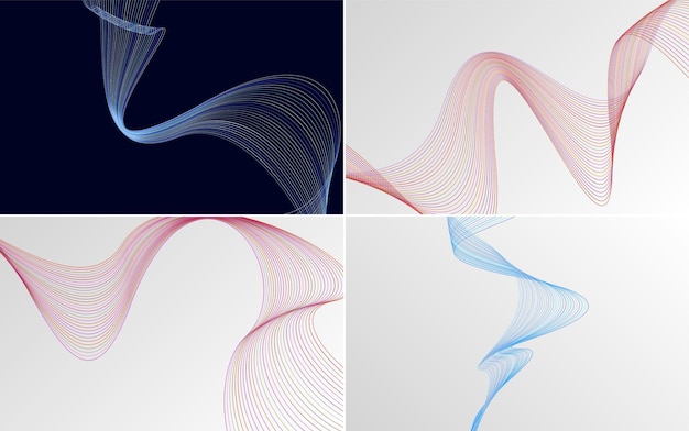 Conjunto de 4 fondos de líneas vectoriales para elevar sus diseños al siguiente nivel