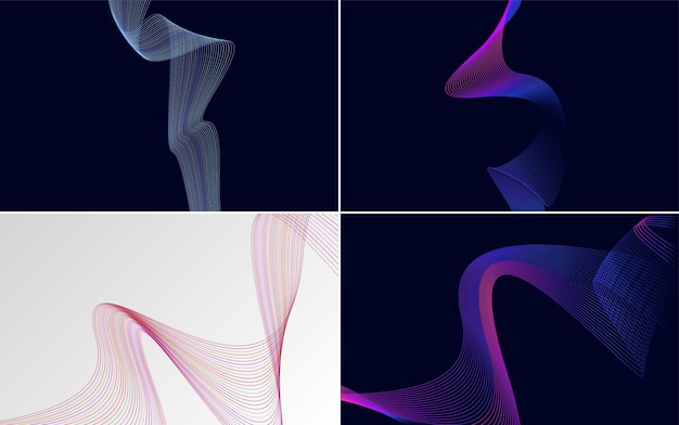 Conjunto de 4 fondos de ondas abstractos para una apariencia contemporánea