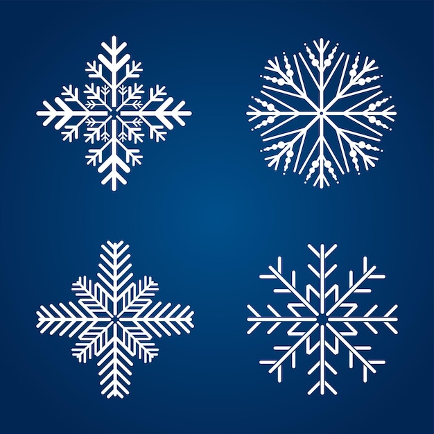 Conjunto de 4 logotipo de icono de símbolo de copo de nieve para el diseño de la colección de elementos de ilustración vectorial de Navidad