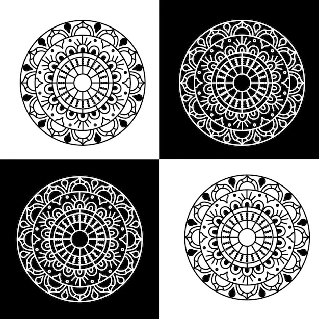 Conjunto de 4 mandala vector