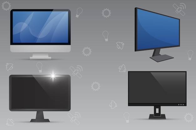 Vector conjunto de 4 monitores de computadora con aspecto diferente