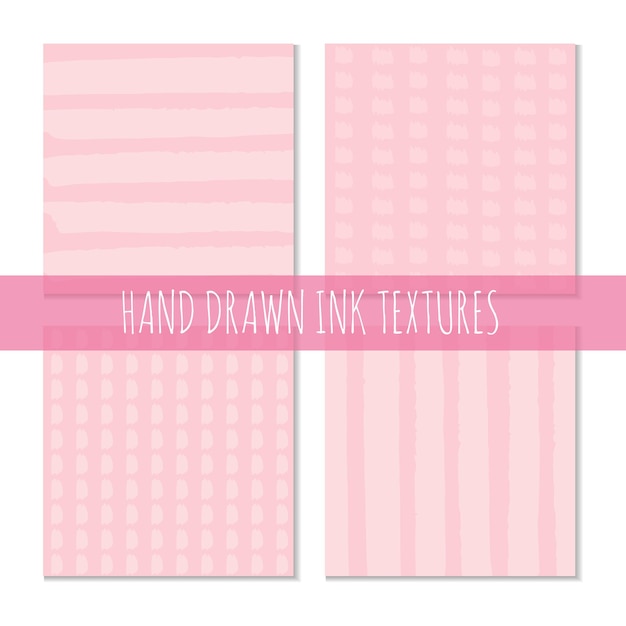 Conjunto de 4 patrones dibujados a mano con tinta, textura. Se puede utilizar para papel tapiz, fondo, álbum de recortes, decoración de fiestas, diseño de camisetas, tarjeta, impresión, afiche, invitación, embalaje, etc.