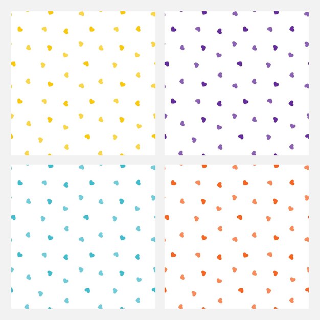Conjunto de 4 patrones sin fisuras con corazones de colores