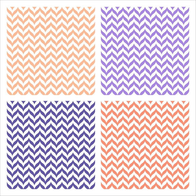 Conjunto de 4 patrones sin fisuras con diseño de chevron colorido.