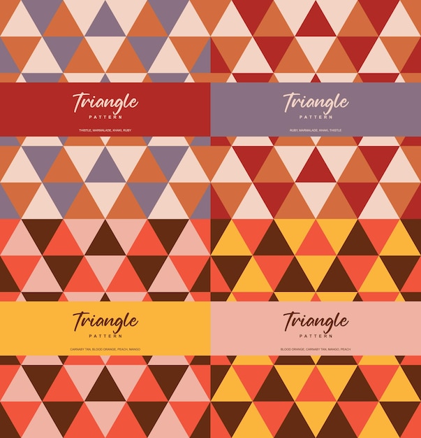 Conjunto de 4 patrones sin fisuras con tema de color de triángulo de arce caído