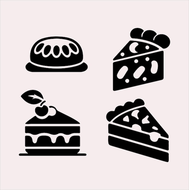 Un conjunto de 4 pcs de icono de comida Ilustración vectorial de silueta con fondo blanco