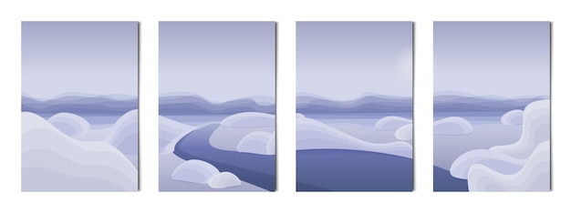 Conjunto de 4 piezas de fondos verticales paisajes de invierno Vector