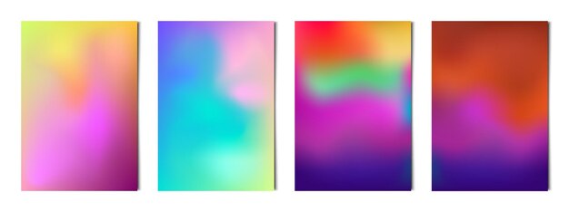 Conjunto de 4 piezas postales de fondo de negocios de degradados multicolores abstractos para publicidad de fondo web vector