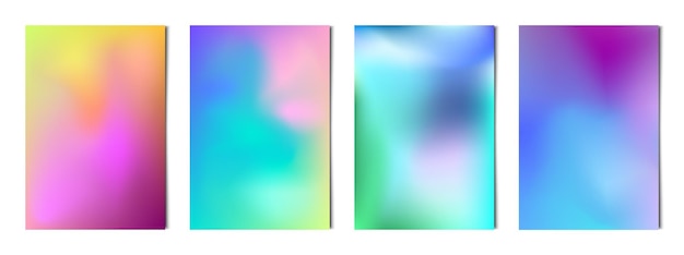 Conjunto de 4 piezas postales de fondo de negocios de degradados multicolores abstractos para publicidad de fondo web Vector