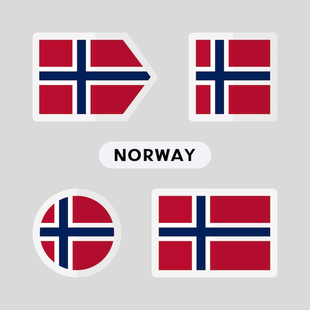 Conjunto de 4 símbolos con la bandera de Noruega