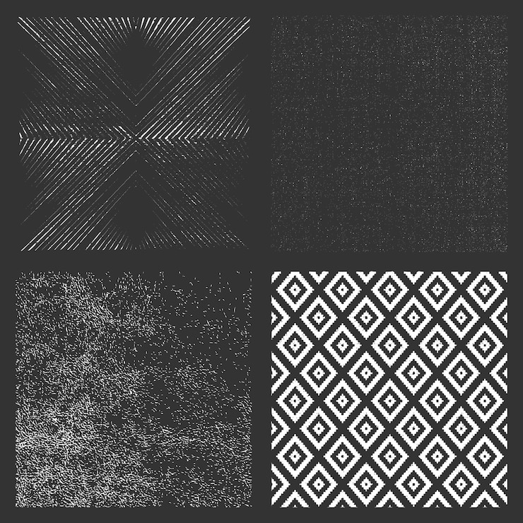 Vector conjunto de 4 texturas grunge cuadradas