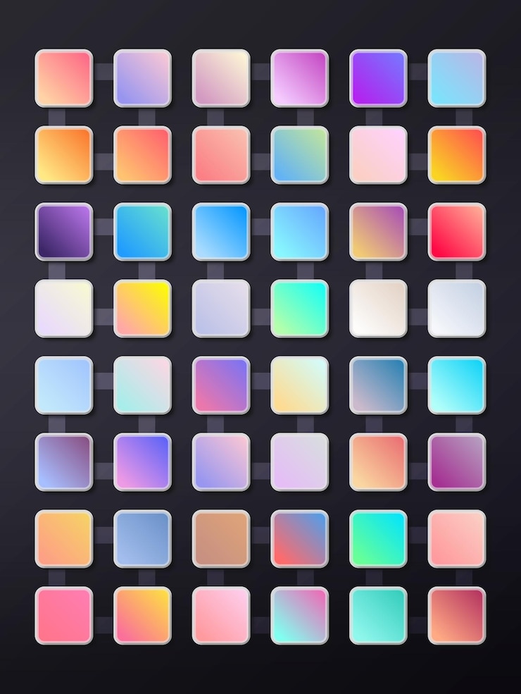 Vector conjunto de 48 colecciones de gradientes coloridos para ui diseños de fondo de color vectorial para pantalla moderna