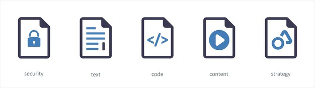 Un conjunto de 5 archivos de iconos como el contenido del código de texto de seguridad