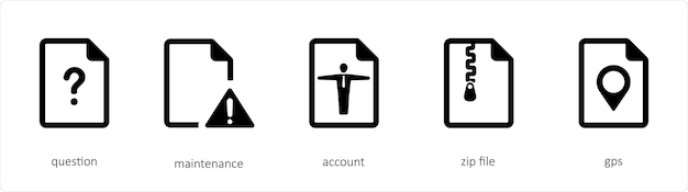 Un conjunto de 5 iconos de archivos como la cuenta de mantenimiento de preguntas
