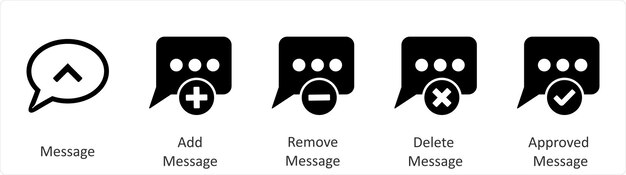 Un conjunto de 5 iconos comerciales como mensaje añadir mensaje eliminar mensaje eliminar mensaje