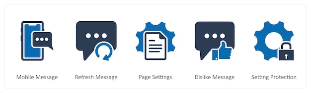 Un conjunto de 5 iconos de contacto como configuración de la página de mensajes de actualización de mensajes móviles