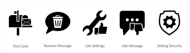 Un conjunto de 5 iconos de contacto como mensaje de llamada mensaje de llamada de seguridad llamada