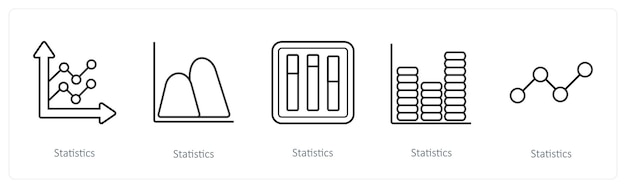 Un conjunto de 5 iconos de diagramas e informes, como el crecimiento de las estadísticas
