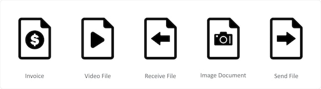 Un conjunto de 5 íconos de documento